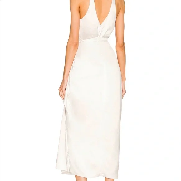 Hampton wrap dress in ivory luxury satin - Picture 3 of 5